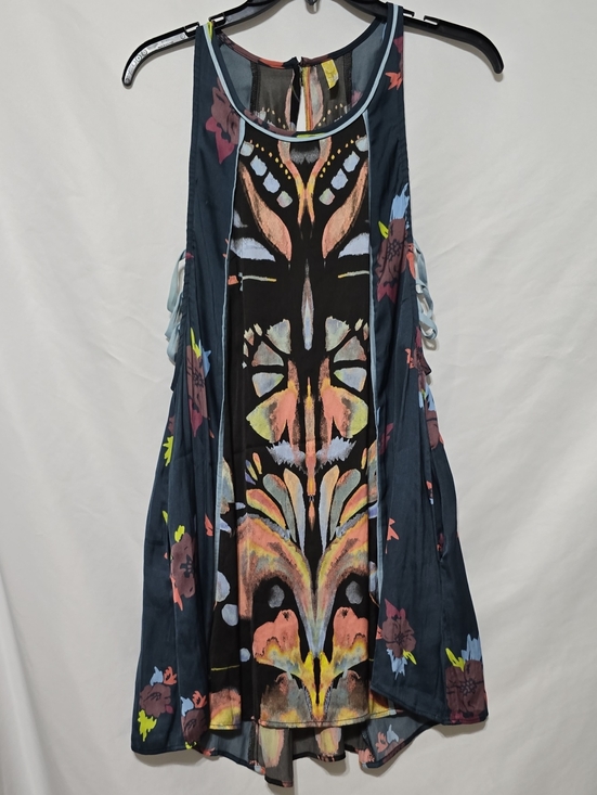 Free People Dresses & Skirts - Free People Dream Free Printed Tunic Boho Halter Mini Dress Black Blue SP
